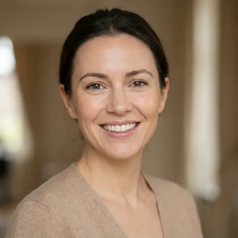 Patient with beautiful porcelain veneers smile transformation at Fusion Dental